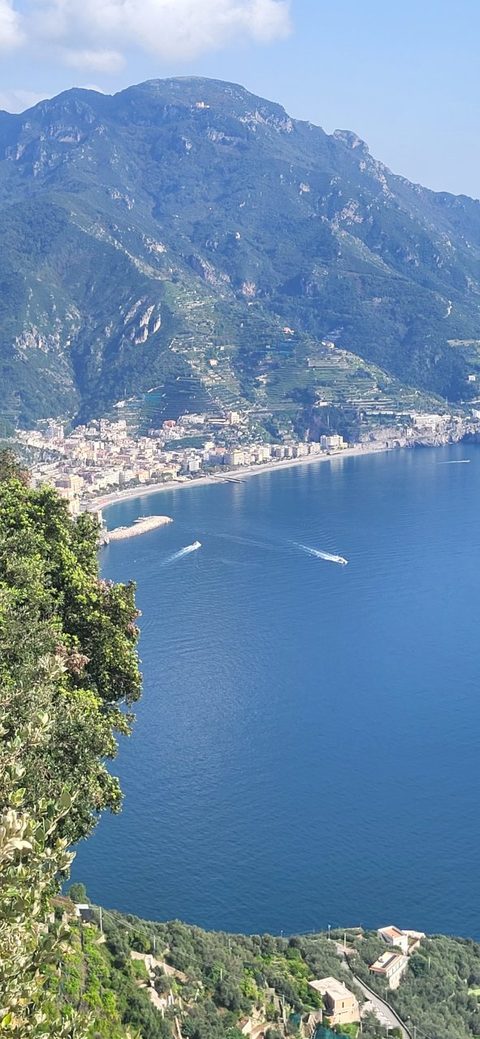 The Amalfi coast from the cliffs above the sea