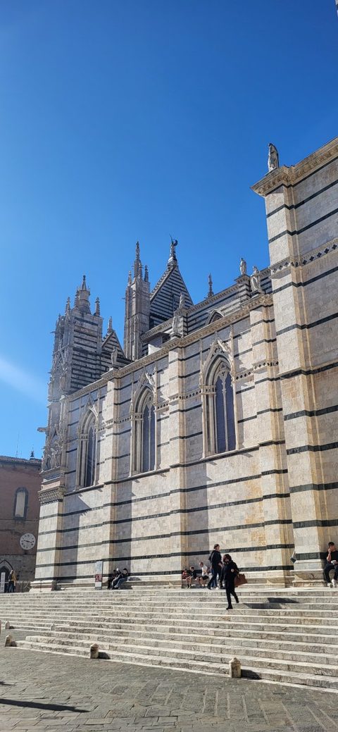 The striped marble side of Siena Cathedral