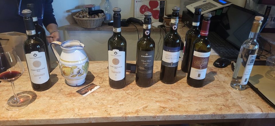 Triacca wines on the tasting counter