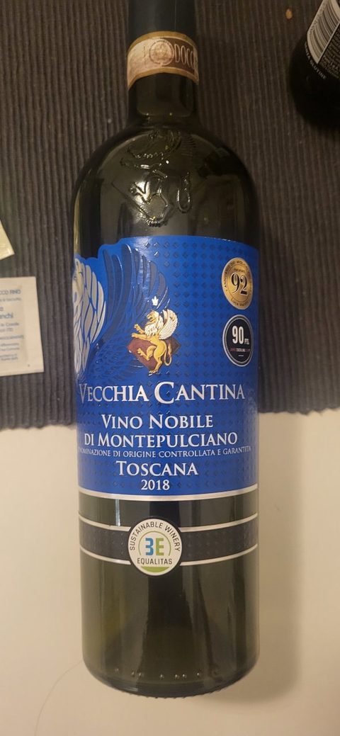 A bottle of Vecchia Cantina Vino Nobile di Montepulciano